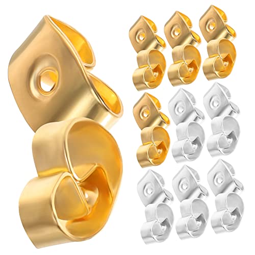 Baluue 20 Stück Teiliges Ohrringverschluss Sichere Ohrstecker Rückseiten Ersatz Schmetterlingsverschlüsse in Gold und Silber Leicht Kompatibel für Damen und Mädchen zum Basteln und von Baluue