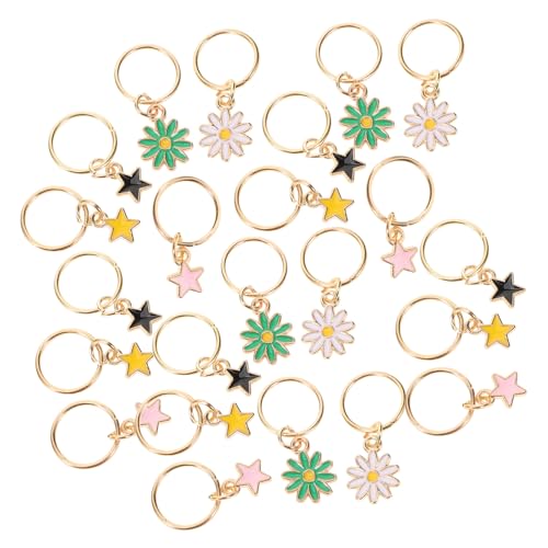 Baluue 25 Stück Teiliges Dreadlock Haar Schmuck aus Zinklegierung DIY Braiding Hair Pendants mit Stern Blumen Tropfenanhängern Modische Haarschmuck Ringe für Zöpfe und Flechtfrisuren von Baluue