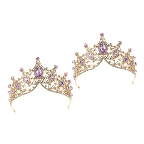 Baluue 2St Brautkrone Hochzeitskrone Strassbesatz Braut elegant Braut-Tiara wedding hair accessories brauthaatschmuck crown Hochzeit Braut Tiara Mädchen dekorative Tiara Legierung Violett von Baluue
