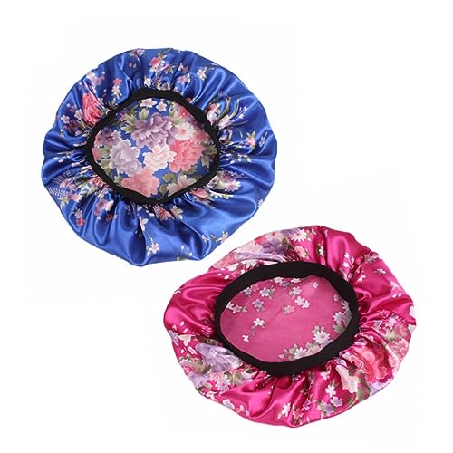 Baluue 2stücke Druck Schlafhauben Für Damen Komfortable Satin Haarhaube Für Nachtpflege Zum Schlafen Make-up Und Gesichtwaschen Elastisches Design Passend Für Hält Das Haar Während von Baluue