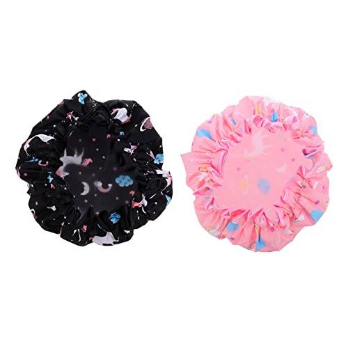 Baluue 2stücke Duschhaube Für Damen Bade-duschhauben Makeup-haarhaube Doppellagig Als Duschkopfbedeckung Für Küche Und Badezimmer von Baluue