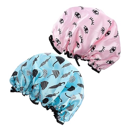 Baluue 2St Duschhaube Shampoohaube Duschhauben für Haare Haarduschhaube Badehut Spa-Kappe duschkopf abdeckung regenschirm umbrella schlafhaube Bademütze verstellbare Haarhaube PVC Blue von Baluue