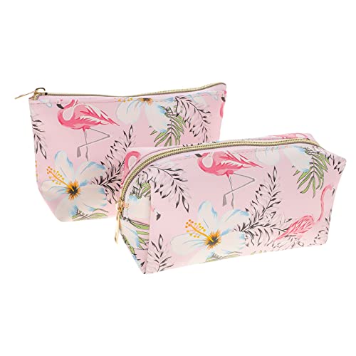 Baluue 2 Stück Kosmetiktaschen Große Kapazität für Damen Reisetasche mit Reißverschluss Tragbare Make Up Tasche für Toilettenartikel Stylisches Flamingo Design für Reisen und Aufbewahrung von Baluue