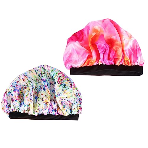 Baluue 2stücke Satin Schlafhaarmützen Pack Für Damen Nachtschlafmützen Mit Elastischem Breitem Band Abgerundete Kanten Leicht Auszuziehen Wiederverwendbar Für Professionellen Und Privaten von Baluue