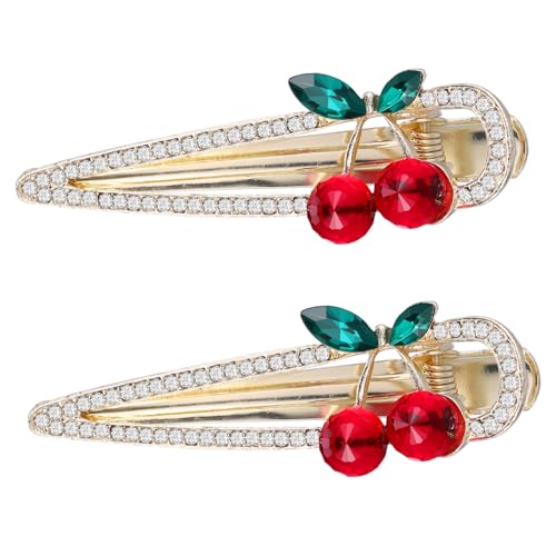 Baluue 2stücke Kirsche Haarspange Mit Strass Für Mädchen Entenschnabel Haar Clip Zarte Frisur Accessoires Für Partys Und Kostüme von Baluue