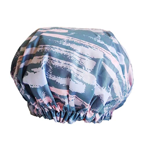 Baluue 2stücke Doppellagige Duschhaube Wasserdichte Badekappen Für Damen Mit Modischem Und Camouflage-muster Für Haarpflege Und Make-up Dusche von Baluue