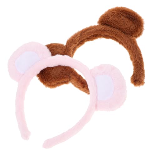 Baluue 2stücke Bärenohren Stirnband Für Damen Plüsch Stirnbänder Mit Cartoon Bären Ohren Design Haar Accessoires Für Mädchen Und Frauen Zum Kostümieren Und Partys von Baluue