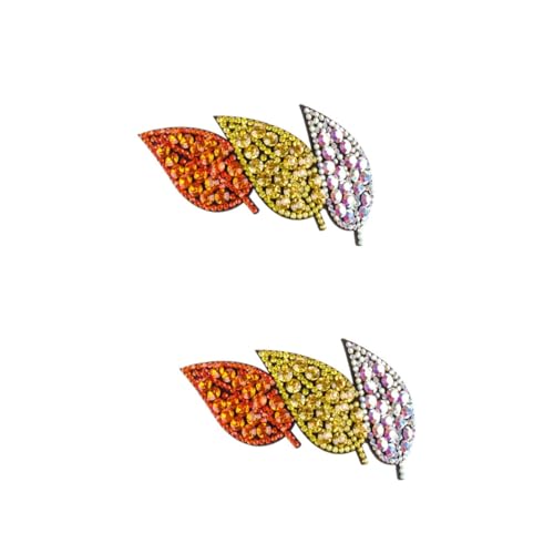 Baluue 2st Haarnadel Blatthaar Haarschmuck Accessoire Glänzendes Haar Seitliche Haarklemme Haarspangen Haarschmuck Aus Strass Glänzender Strassstein Haarspange Damen Funkeln Orange Leder von Baluue