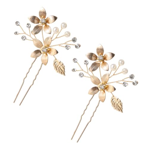 Baluue Haarset Für Die Braut – 2 Haarstäbe in U-form Mit Blumendesign Hochzeit Für Die Braut Haarschmuck Für Frauen von Baluue