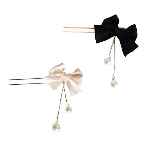 Baluue 2stücke Perlen Tropfen Haarstab Clip Mit Perlen Anhänger Haargabel Für Frauen Mädchen Für Glattes Lockiges Haar Pferdeschwanz Flechtfrisuren Geburtstag Hochzeit Frisur Schmuck von Baluue
