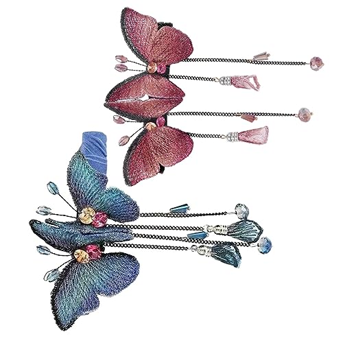Baluue 2stücke Haarklammern Mit Schmetterlingsdesign Und Quasten Funkelnde Strass Haarspangen Für Für Hochzeiten Und Festliche Anlässe von Baluue