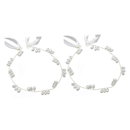 Baluue 2stücke Perlenkopfschmuck Mit Band Für Brautschmuck Zartes Hochzeitsaccessoire Perlenkopfschmuck Für Festzüge Und Anlässe von Baluue