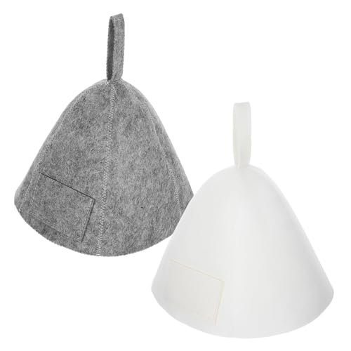 Baluue 2stücke Filz-saunahüte Für Damen Russische Dampfbad-mütze Hitzeisolierung Und Komfort Mit Praktischem Innenfach Und Beige Für Sauna Und Dusche von Baluue