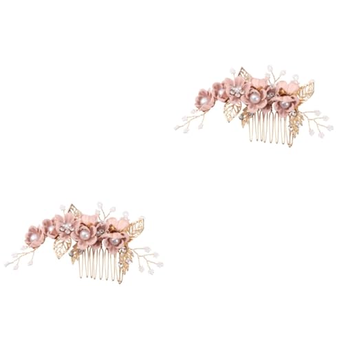 Baluue 2stücke Hochzeits Haarkamm Mit Metallblatt Und Blütenverzierung Eleganter Haaraccessoire Für Damen Verziert Mit Perlen Und Strass Für Brautfrisuren von Baluue
