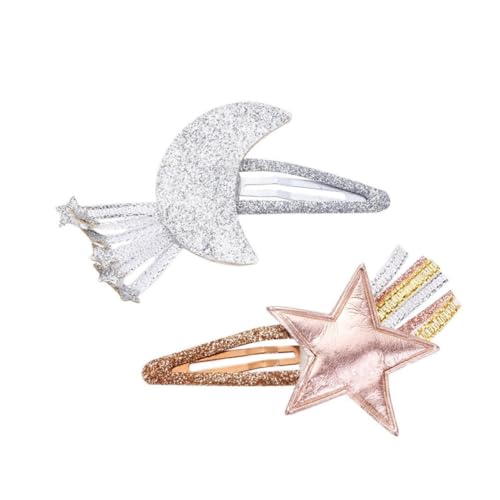 Baluue 2stücke Junge Mädchen Haarspangen Mit Pailletten Haarnadeln Für Mädchen Stern Und Mond-haarspangen Schmuck Für Frisuren Strapazierfähig Leuchtende Farben von Baluue