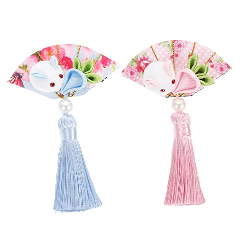 Baluue 2stücke Kimono Haarspangen Mit Kaninchen-design Und Karotten-tassel Hochzeits Und Ostern Haarschmuck Für Mädchen Für Und -outfits von Baluue