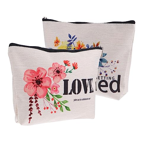 Baluue 2stücke Kosmetiktasche wasserdichte Makeup Bag Mit Großem Stauraum Für Braut Und Hochzeits-Make-up Blumenmuster Leicht Zu Reinigen Für Damen Und Mädchen von Baluue