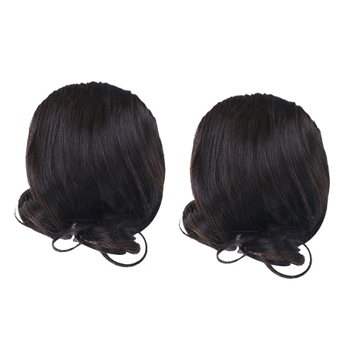 Baluue 2stücke Künstlicher Lockiger Perücke Aus Hochtemperaturfaser Haarverlängerung Für Damen Retro-stil Braun-schwarz Für Partys Und Besondere Anlässe von Baluue