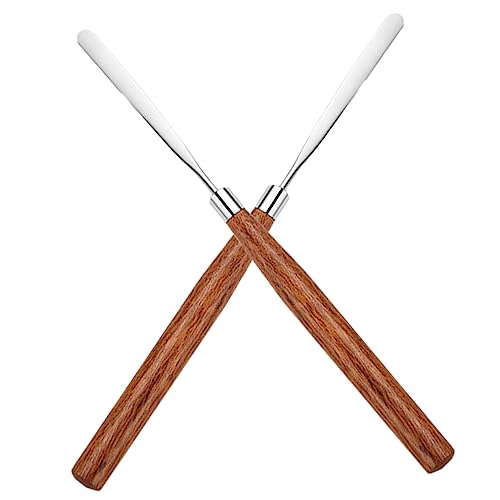 Baluue 2stücke Schminkspatel Aus Mit Holzgriff Kosmetikspatel Für Make-up-mischen Beauty-spatel Für Nailart Und Kosmetikprodukte von Baluue