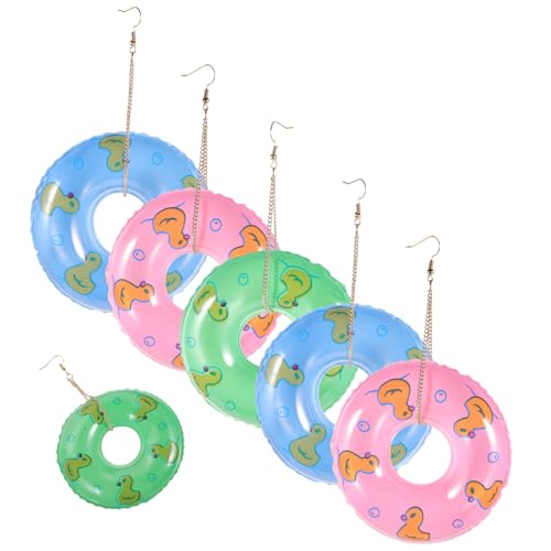 Baluue 3 Paare Schwimmring Ohrringe Punk Stil Kunststoff Resin Sommer Ohrhänger Damen Strand Schmuck Pool Party Accessoire in Blau Grün von Baluue
