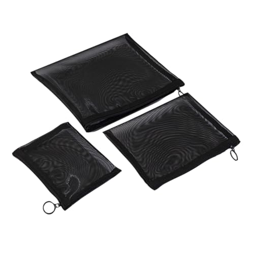 Baluue 3stücke Netz-Make-up-Tasche Schwarzer Kosmetik-Organizer Reise-toilettenbeutel Aufbewahrungstasche Für Pinsel Zangen Lippenstift Puder Mascara Stifte Reiseutensilien von Baluue