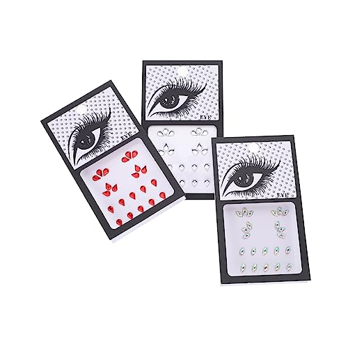 Baluue Gesichtsaufkleber – 3 Sets Aufkleber Mit Edelsteinen Für Das Gesicht Sichere Strasssteine Dekoration Für Haare Und Gesicht von Baluue
