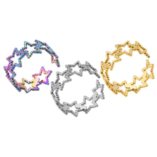 Baluue 3 Stck Teiliges Verstellbare Edelstahl Stern Ringe für Damen und Herren Offene Ringe Langlebig Modisch Vielseitig Kombinierbar Eleganter Fingerschmuck Rostfrei Feine Verarbeitung von Baluue