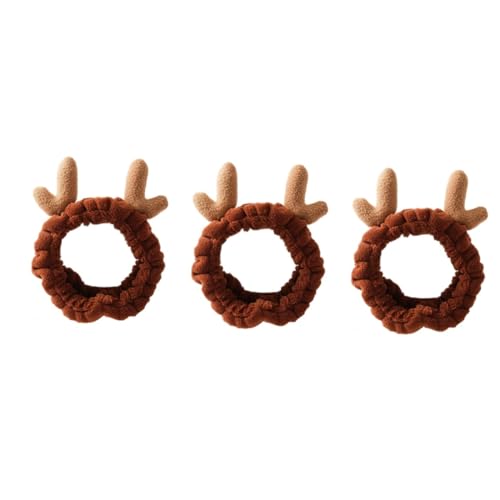 Baluue 3stücke Weihnachts-haarband Mit Antlers Elastisches Plüschiges Damen-haarband Für Festliche Anlässe Bequemes Tragen Und Tägliche Nutzung Haaraccessoires Kaffeefarbe von Baluue