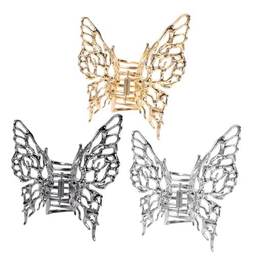 Baluue 3stücke Schmetterlings-haarklammern Metall Damen Haarschmuck Für Partys Geburtstage Hochzeiten Zeremonien Alltag Fein Dicht Lang Haar von Baluue