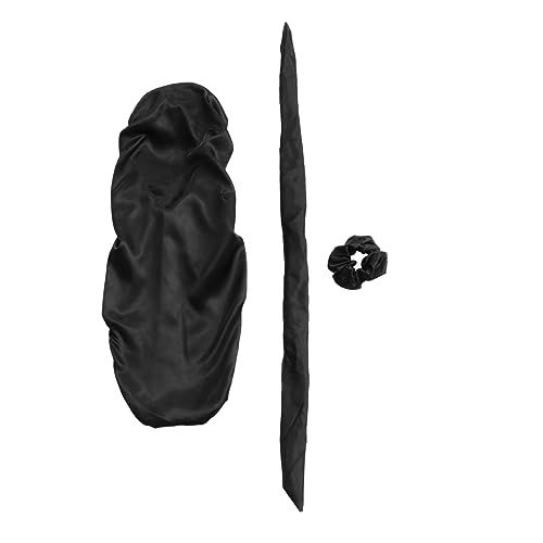 Baluue 3 Stk dreiteilige Turbanmütze Seidenmütze zum Schlafen Seidenhaar zum Schlafen Dreadlock-Schlafmützen Zopfband schlafhaube schlafkappe Nachtschlafmütze für Damen Satinhaube Black von Baluue