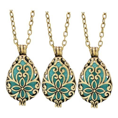 Baluue 3 Stück Aromatherapie Anhänger Ätherisches Öl Diffusor Medaillon Verstellbare Pulloverkette Vintage Duftkette für Damen Geschenk von Baluue