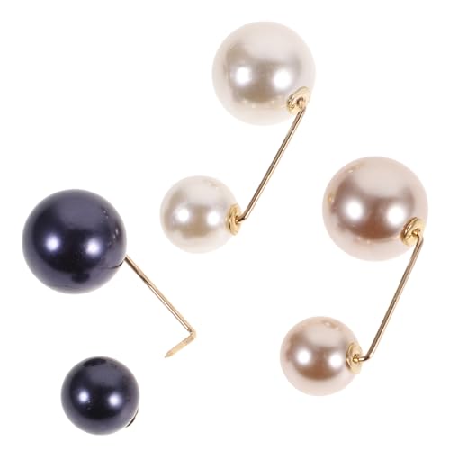 Baluue 3 Stück Pearl Broschen für Damen Anti rutsch Taillenpin mit Sicherheitsverschluss Elegante Anstecknadeln für Cardigans und Kleider Modische Corsage broschen in Weiß Champagner von Baluue