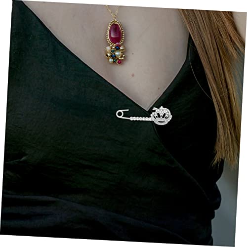 Baluue 3 Stück Strasskrone Broschen Funkelnde Sicherheitsnadeln für Cardigan und Schal Silberfarbene Schmucknadeln Anstecknadeln für Damen Vielseitige Kleidung Accessoires von Baluue