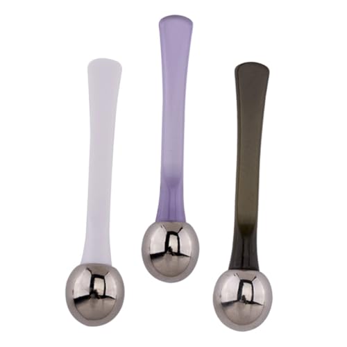 Baluue 3 Stück Teiliges Augenmassage stab und Kosmetikspatel aus Zinklegierung Multifunktionaler Augencreme löffel für Massage und Faltenreduktion Tragbares Beauty tool in Weiß von Baluue