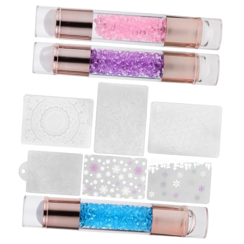 Baluue 3 Stück Teiliges Nail Art Stamping Tool aus Langlebigem Silikon Doppelkopf Nagel Stempel mit Vielseitigen Schablonen für Kreative Maniküre Geeignet für Zufällige Farbe von Baluue