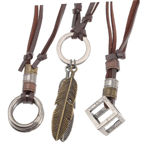 Baluue 3 Stück Teiliges Retro Lederband Halsketten für Männer und Frauen Langlebige Kreis anhänger Lederketten Hautfreundlich Vielseitig Kombinierbar für Alltag und Freizeit von Baluue