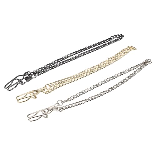 Baluue 3 Stück Teiliges Taschenuhrketten aus Metall in Silber Gold und Wolframstahl Dekorative Herren geldbörsenketten Langlebig Leicht und Praktisch für Jeans und Westen von Baluue