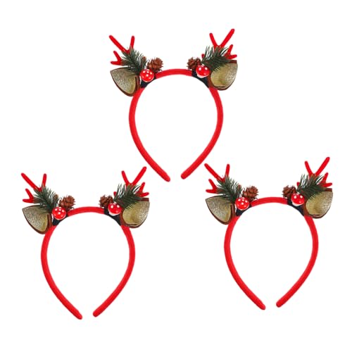 Baluue 3 Stück Weihnachts Hirschgeweih Stirnband Teiliges mit Rentierohren und Zapfen Festlicher Haarreif für Karneval Weihnachtsfeier Kostüm und Cosplay Party Modisches Weihnachts von Baluue