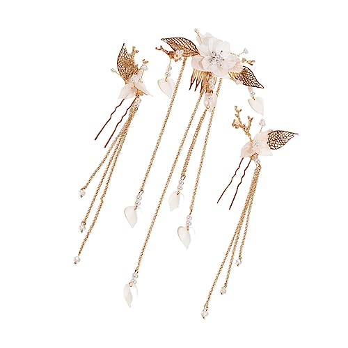 Baluue 3stücke Blumen Haar Clips Traditioneller Stil Quaste Haarspangen Schicke Zubehör Für Mädchen Frisur Schmuck von Baluue