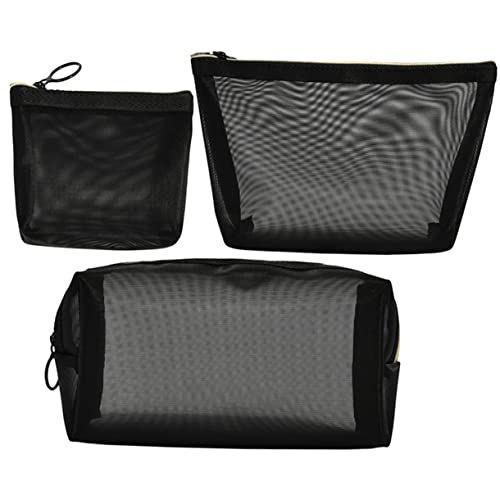 Baluue 3-teiliges Damen-Make-up-Tasche Aus Netzstoff Reise-kulturtasche Für Kosmetik Tragbare Organisationstasche Für Camping von Baluue