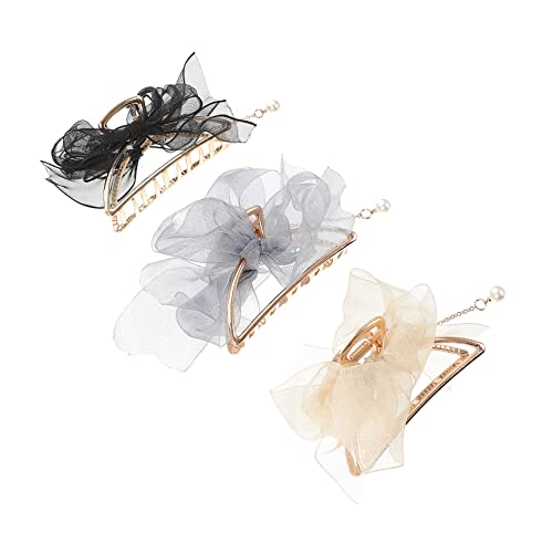 Baluue 3stücke Metall Haarspangen Mit Schleifen-design Haarklammern Für Frauen Modische Haaraccessoires Champagner Für Haartypen Und Anlässe von Baluue