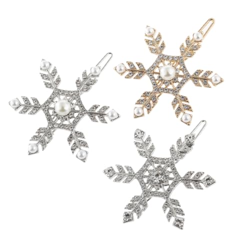 Baluue 3stücke Schneeflocken Haarklammer Mit Strasssteinen Schneeflocken Perlen Haarspangen Haarschmuck Aus Legierung Für Damenfrisuren von Baluue
