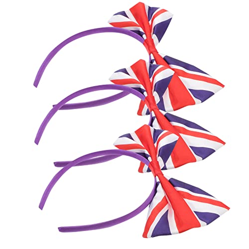 Baluue 3stücke Haarband Mit Schleife Und Uk-flaggenmuster Wiederverwendbar Und Vielseitig Einsetzbar Für Partys Und Festivals Elastisch Für Einfaches Ausziehen von Baluue