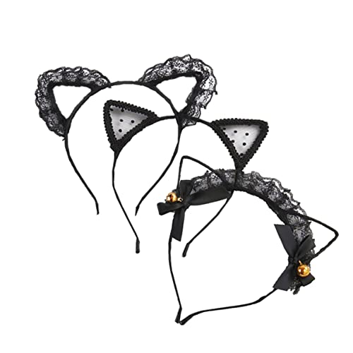 Baluue 3stücke Katzenohren Haarreifen Aus Spitze Party-accessoire Und Cosplay-headwear Für Frauen Und Mädchen Für Festliche Anlässe Und Kreative Dekorationen von Baluue