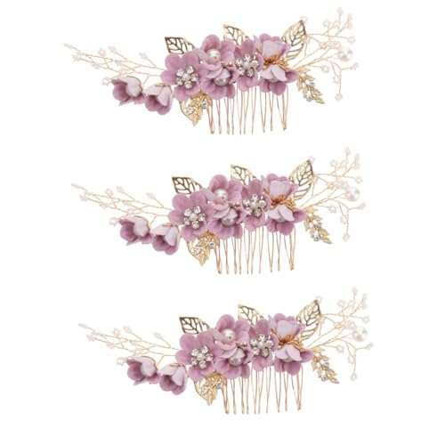 Baluue 3St legierter Kamm haarschmuck haircharm haare schmuck brautschmuck haare haarsschmuck Zubehör Haarseite Vintage Haarspangen für die Braut Brautkamm Haarkamm aus Kristall Violett von Baluue
