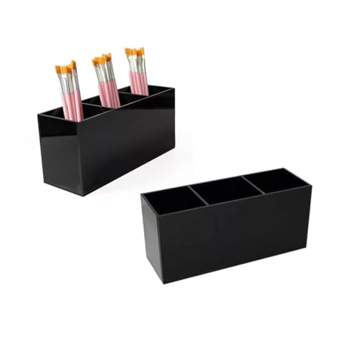Baluue 3gitter Acryl Aufbewahrungsbox Für Kosmetikpinsel Fächer Organizer Schwarz Langlebig Für Make-up Und Kleine Essentials Platzsparendes Design Für Schreibtisch Und Bad von Baluue