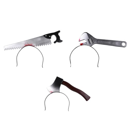 Baluue 3stücke Teiliges Halloween Haarreif Blutspritzer Haarschmuck Für Gruselige Kostüme Cosplay Und Halloween Partys Spaßige Requisiten Mit Säge Und Schraubenschlüssel Für von Baluue