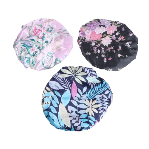 Baluue 3stücke Wasserdichte Badekappen Für Damen Badekappen Mit Druck Leicht Und Tragbar Für Reisen Und Haushalt Schützt Vor Nässe Beim Duschen von Baluue