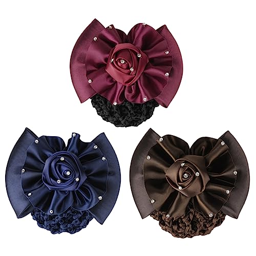 Baluue 3stück Dutt-abdeckung Haarnetze Für Frauen Haarnetz Mit Schleife Haar-accessoires Für Frauen Bun Covers Mit Rosendesign Für Festes Halten Von Dickem Oder Dünnes Haar von Baluue