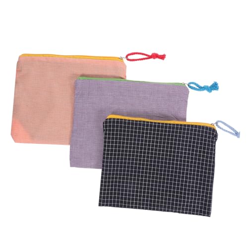 Baluue 3stücke Schminkkoffer Mit Reißverschlüssen Organizer-Tasche Für Reise Und Alltag Kosmetiktasche Mit Karomuster Tragbar Für Make-up Und Alltagsgegenstände von Baluue